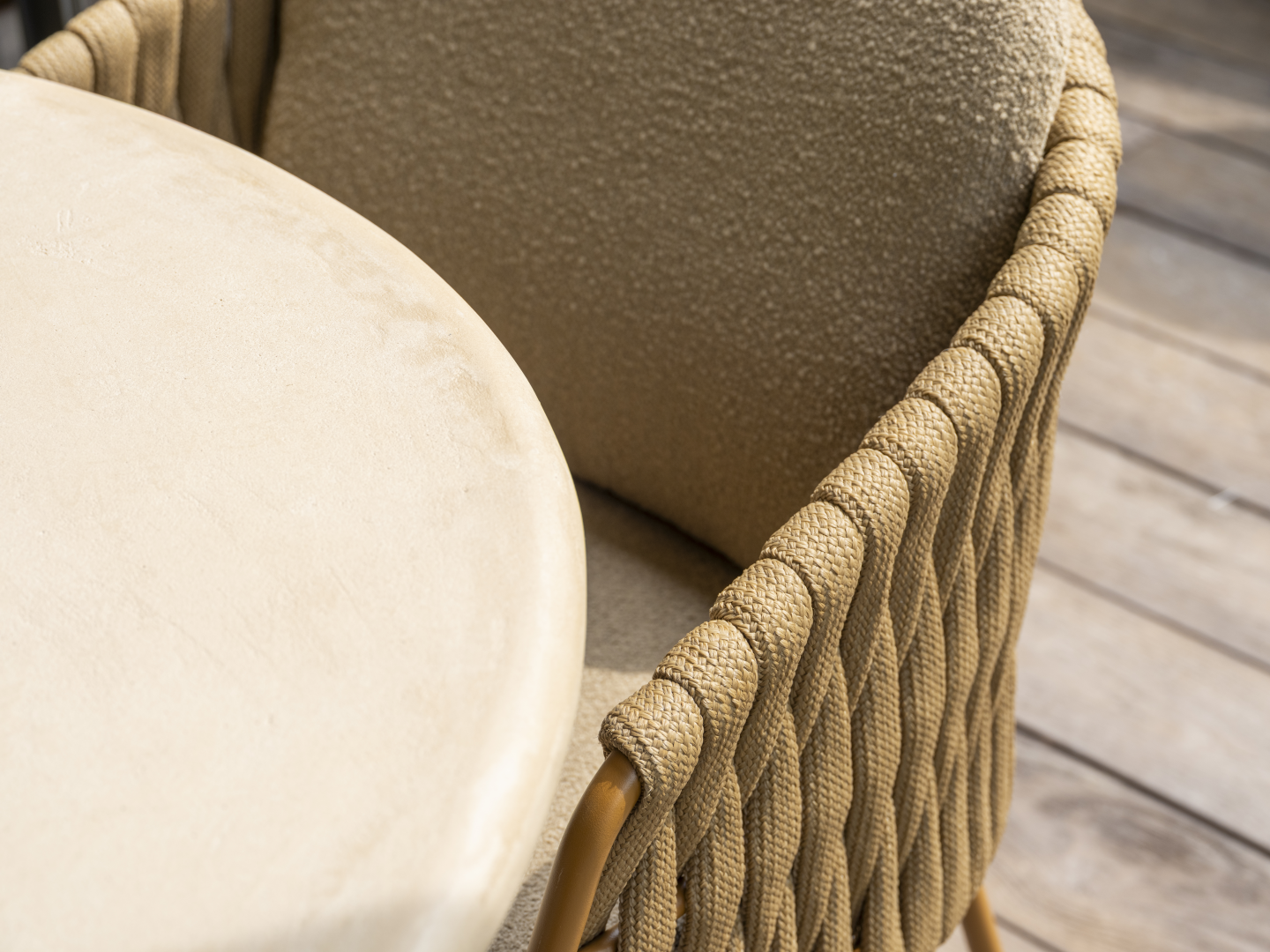 Dining tafel Hampton mortex Ø160 cm + Dining stoel Molina 8-dlg