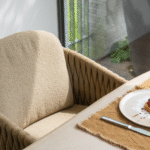 Dining tafel Hampton mortex Ø160 cm + Dining stoel Molina 8-dlg