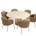 Dining tafel Hampton mortex Ø160 cm + Dining stoel Molina 8-dlg