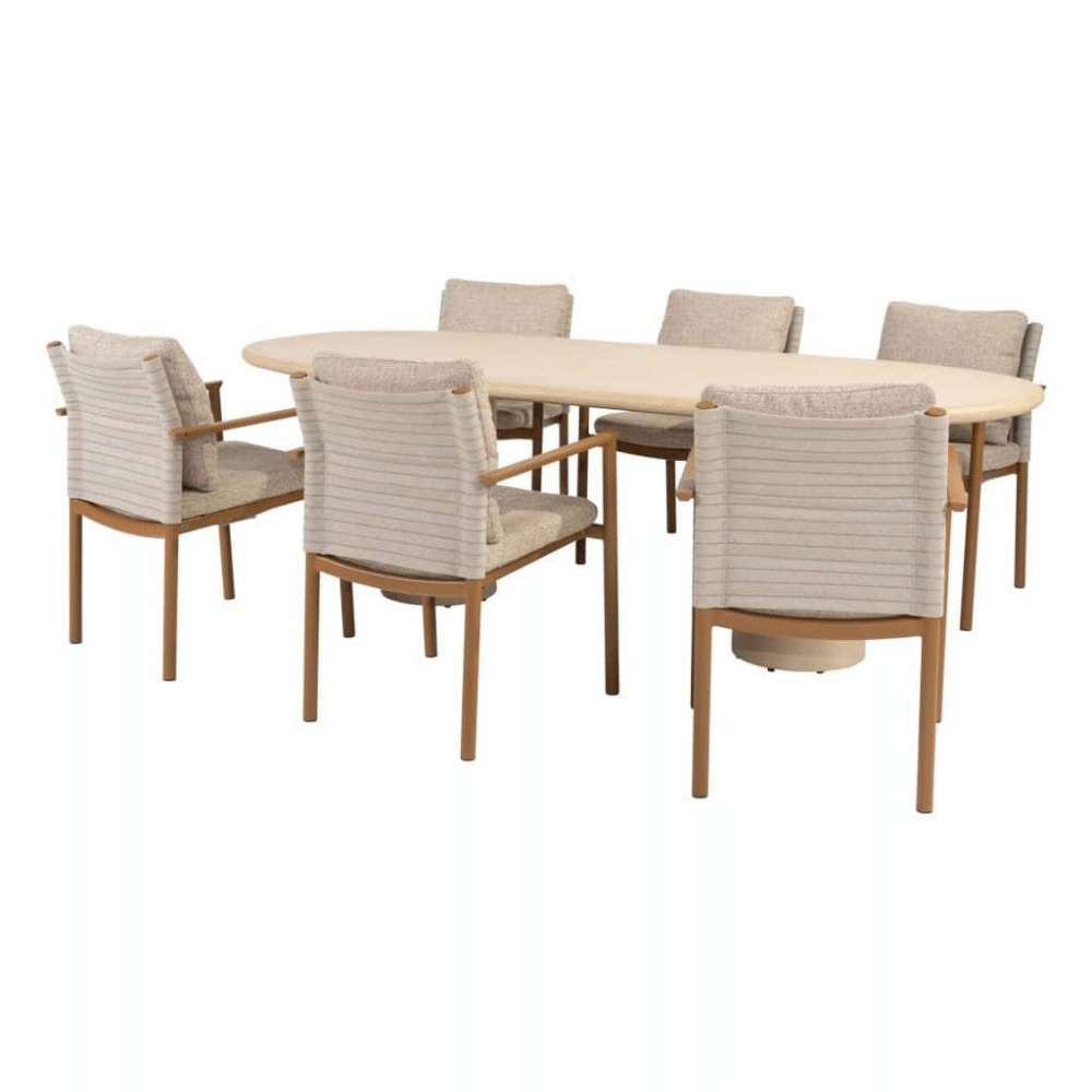 Dining tafel Hampton ovaal mortex 240 cm + Dining stoel Safina 8-dlg