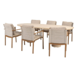 Dining tafel Hampton ovaal mortex 240 cm + Dining stoel Safina 8-dlg