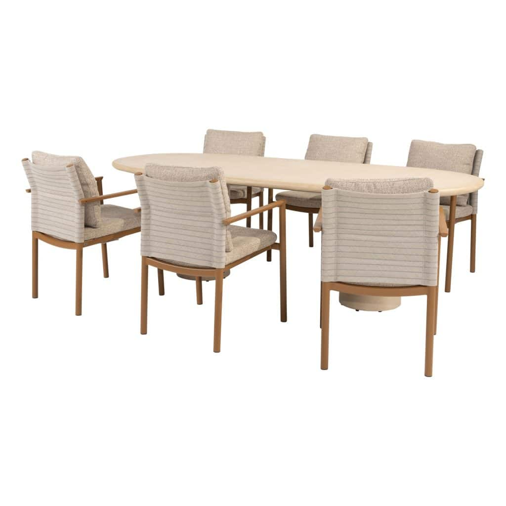 Dining tafel Hampton ovaal mortex 240 cm + Dining stoel Safina 8-dlg