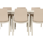 Dining tafel Kyra sand 240 cm + Dining stoel Flow teak 7-dlg