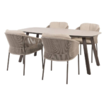 Dining tafel Manolo terre 180 cm + Dining stoel Florence terre 5-dlg