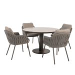 Dining tafel Sara terre Ø120 cm + Dining stoel Cannes 5-dlg