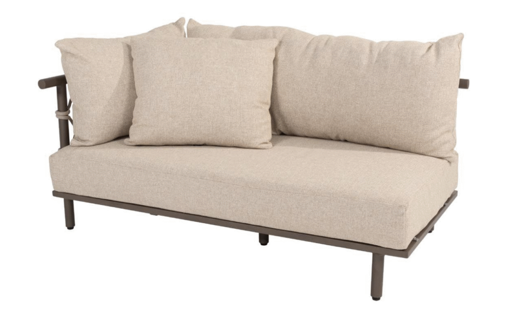 Ezra modulaire 2-zits lounge bank terre, armleuning rechts incl. 3 kussens en pillow