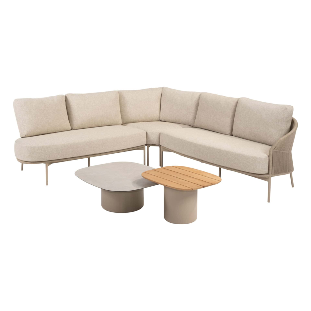 Hoek loungeset Florence latte + Loungetafel set Demi 5-dlg
