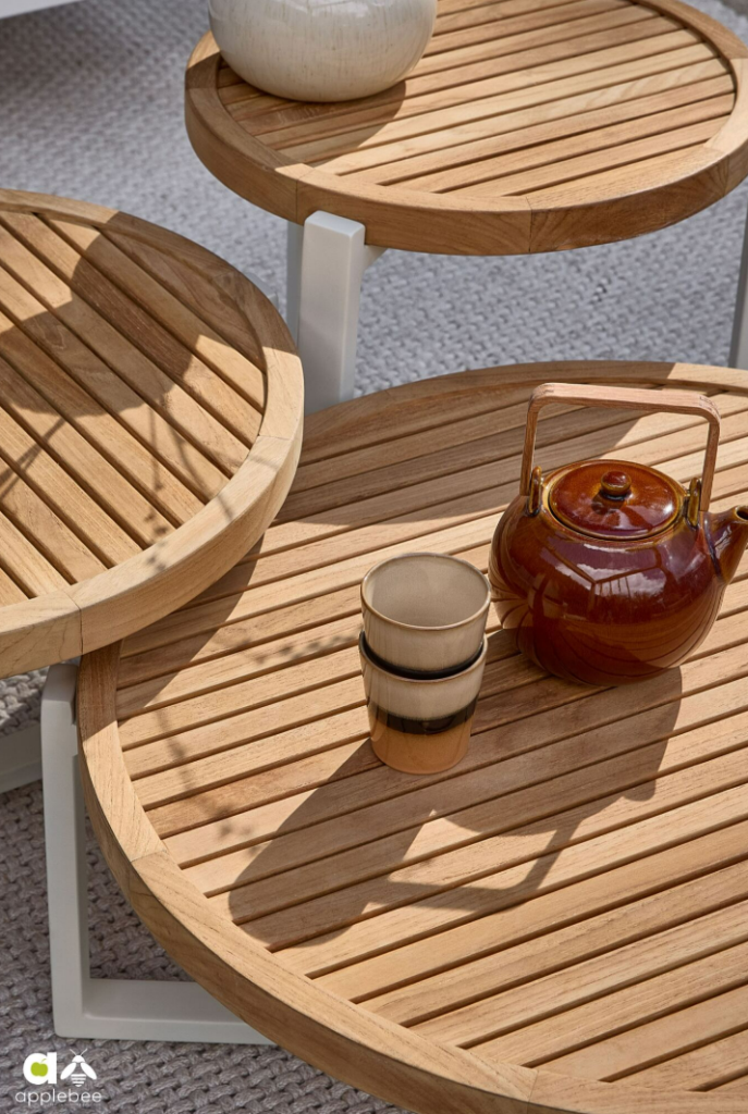 Loungetafel Monaco oyster teak - Ø75 cm