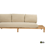 Sling sofa-left 242, teak natural, belt Ecru, Bee Wett cushion Cotton Flower