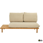 Sling sofa-right 175, teak natural, belt Ecru, Bee Wett cushion Cotton Flower