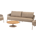 Stoel-bank loungeset Calma + Loungetafel Volta dia. 80 cm 4-dlg