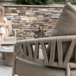 Stoel-bank loungeset Calma + Loungetafel Volta dia. 80 cm 4-dlg