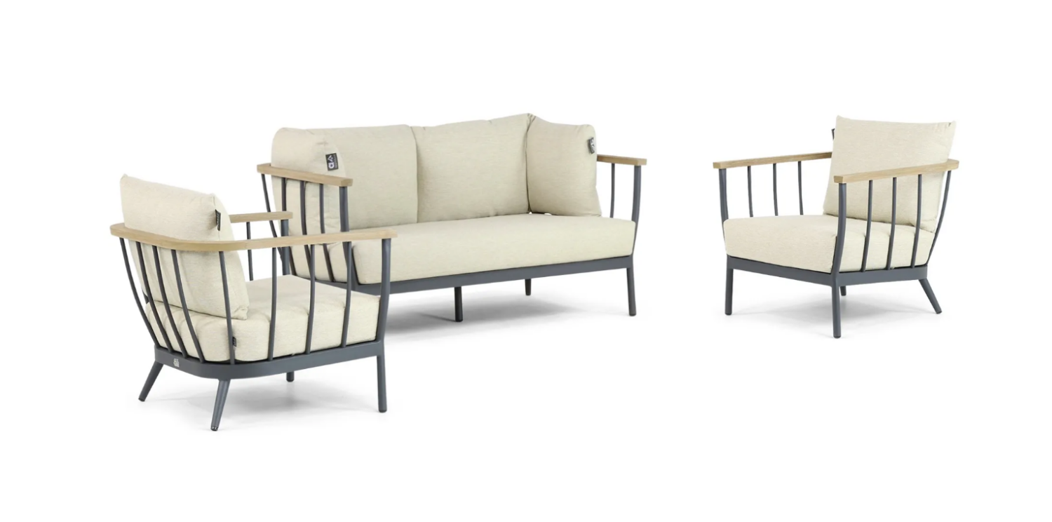 Stoel-bank loungeset Condor black (2-zits) 3-dlg