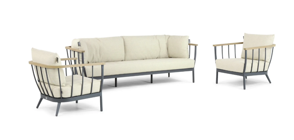 Stoel-bank loungeset Condor black (3-zits) 3-dlg