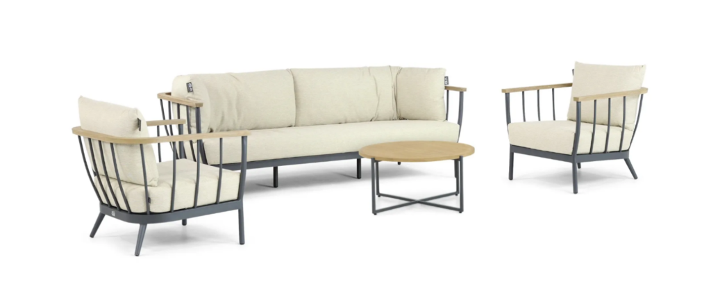 Stoel-bank loungeset Condor black (3-zits) + Loungetafel Condor 4-dlg