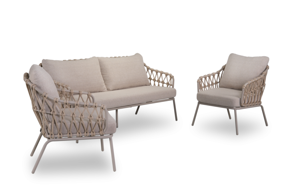 Stoel-bank loungeset Connor Pearl 3-dlg