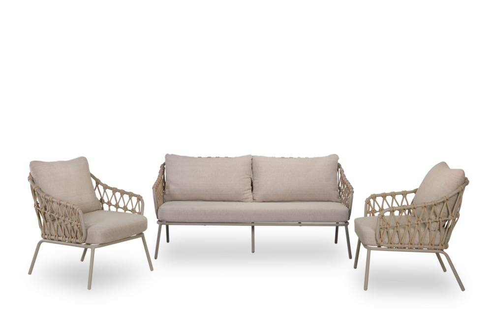 Stoel-bank loungeset Connor Pearl 3-dlg