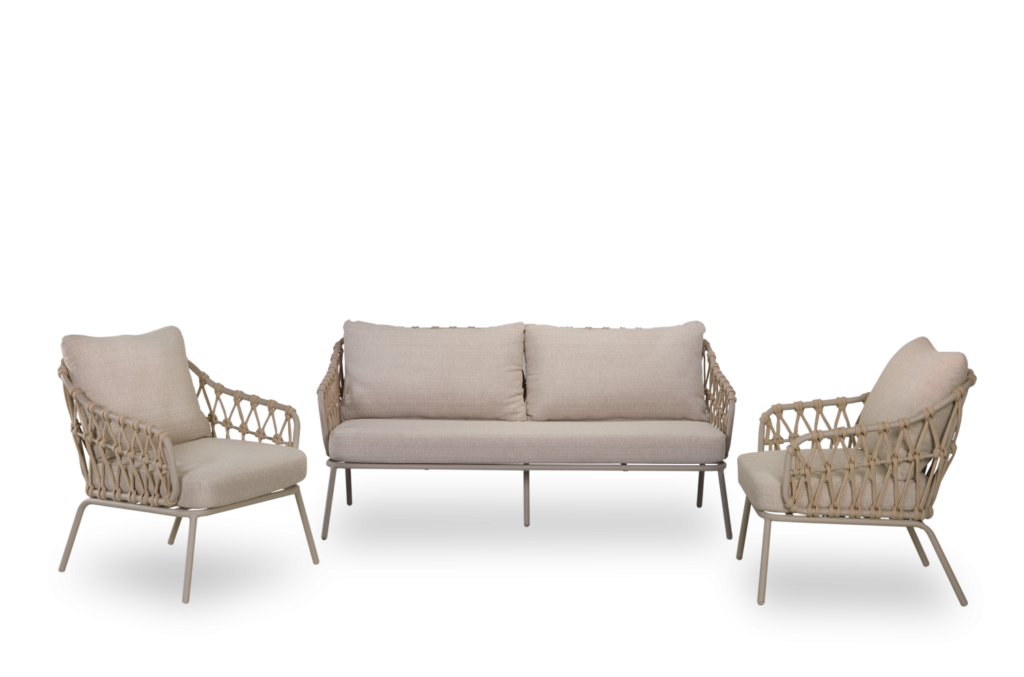 Stoel-bank loungeset Connor Pearl 3-dlg