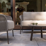Stoel-bank loungeset Florence terre + Loungetafel set Monroe 5-dlg