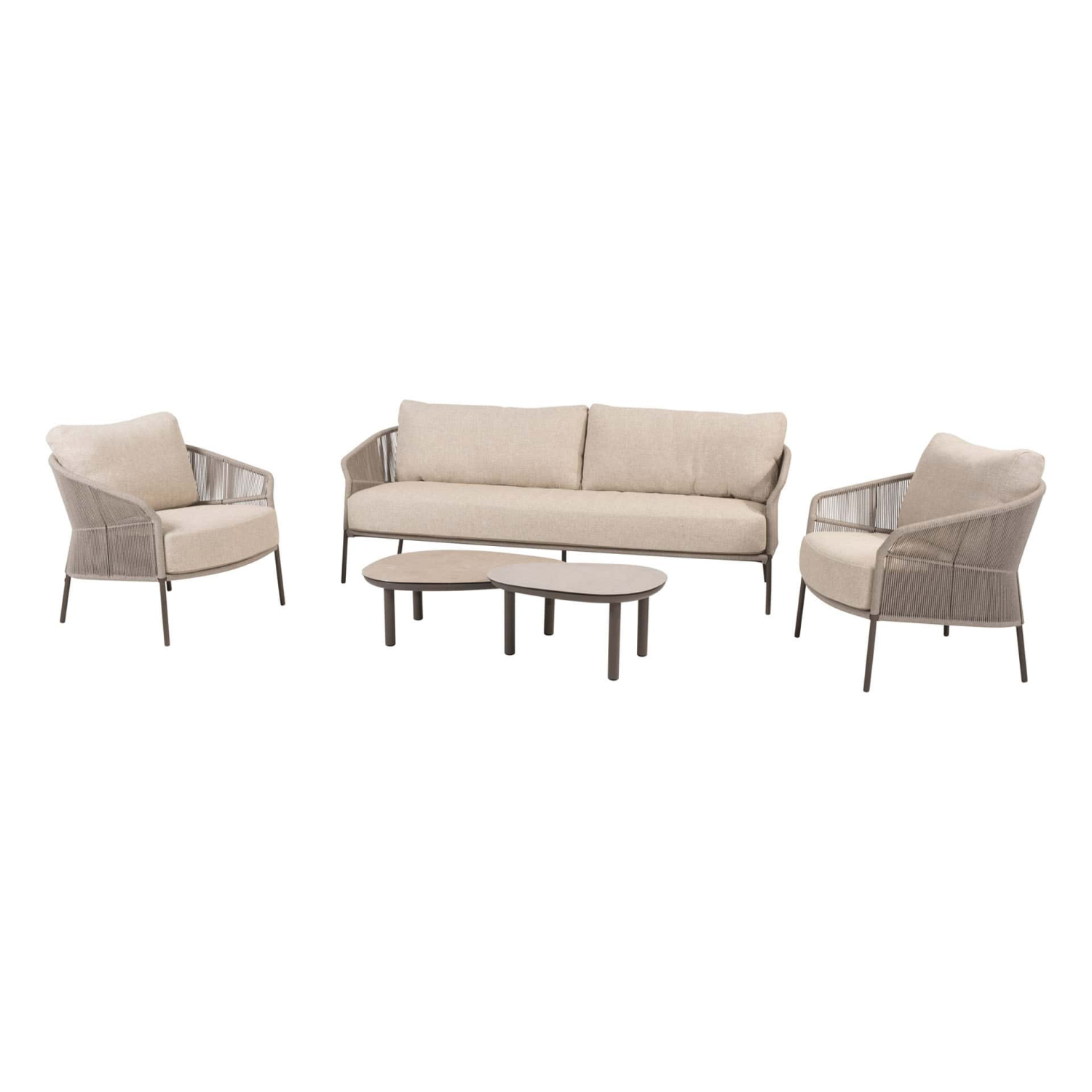 Stoel-bank loungeset Florence terre + Loungetafel set Monroe 5-dlg