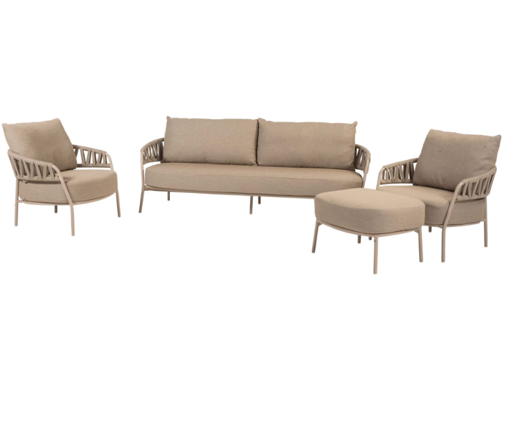 Stoel-bank loungest Calma + voetenbank 4-dlg