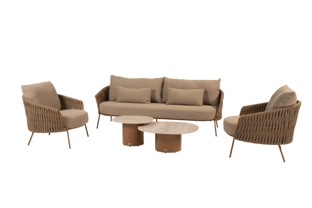 Stoel-bank loungest Molina + Loungetafel set Sofie 6-dlg