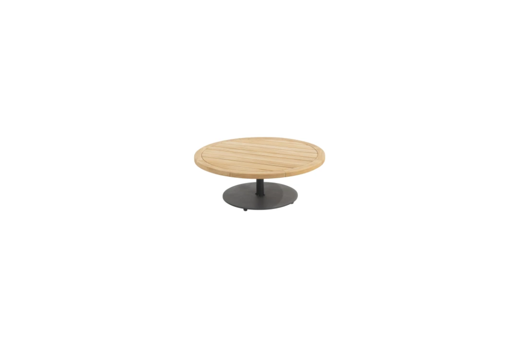 Volta teak salontafel centrale poot antraciet 80 cm. Ø (H 30)