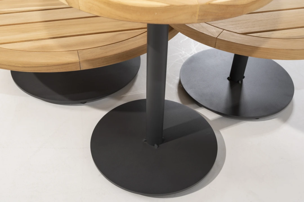 Volta teak salontafel centrale poot antraciet 80 cm. Ø (H 30)