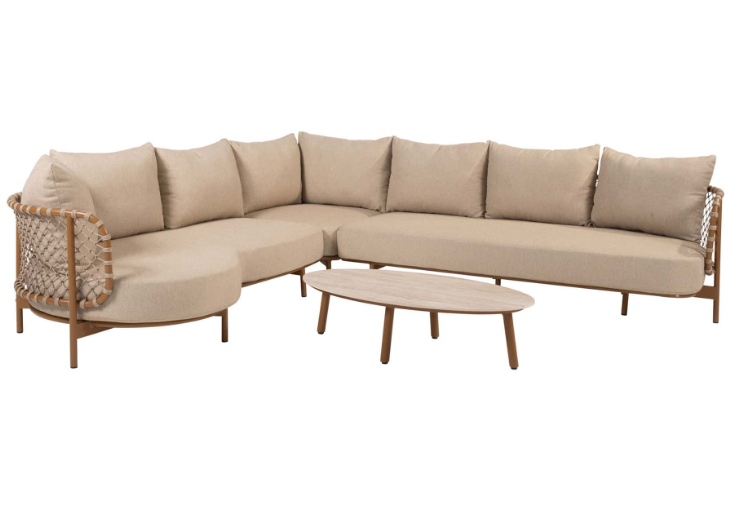 Hoek loungebank Martinique + Loungetafel Salute amber 5-dlg