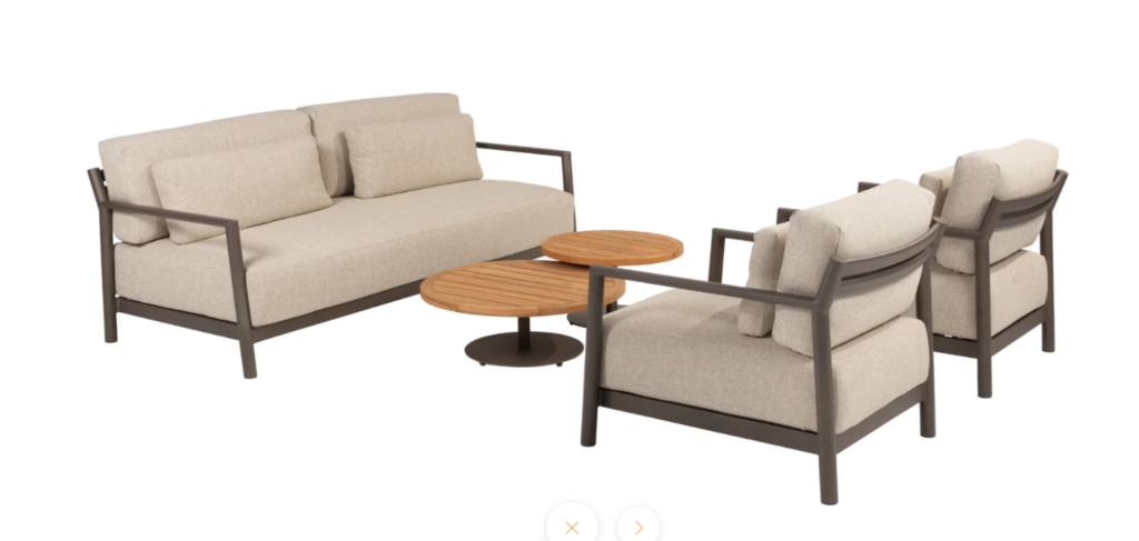 Stoel-bank loungeset Capresi 3-dlg + Salontafels Volta terre