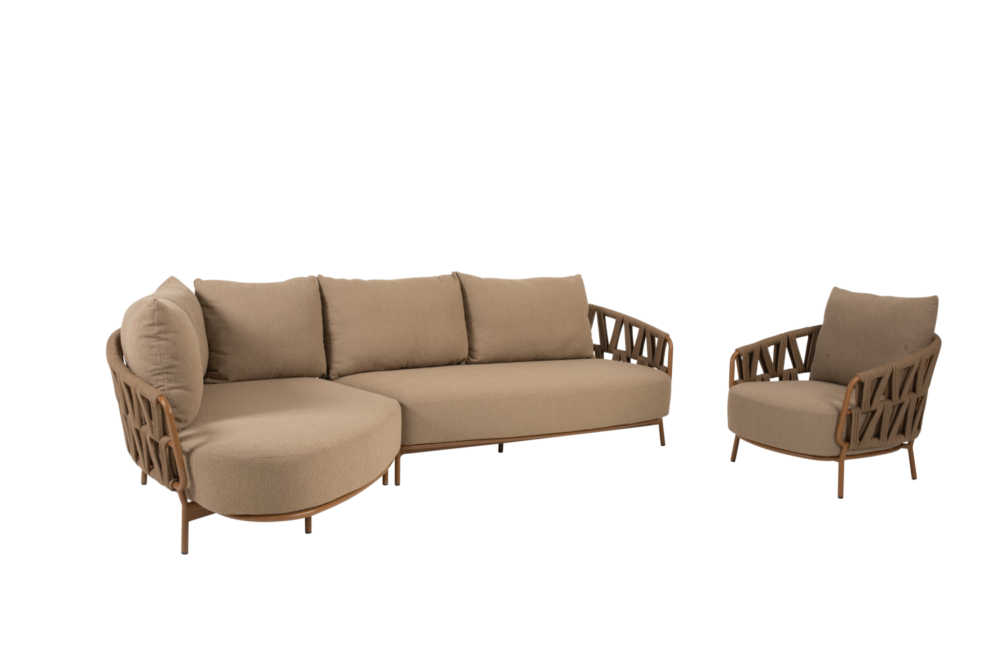 Chaise longue loungeset Biarritz + loungestoel Biarritz amber 3-dlg