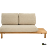 Sling sofa-left 175, teak natural, belt Ecru, Bee Wett cushion Cotton Flower