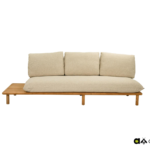 Sling sofa-right 242, teak natural, belt Ecru, Bee Wett cushion Cotton Flower