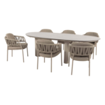 Dining tafel Denia 240 x 105 cm latte + Dining stoel Calma latte 8-dlg