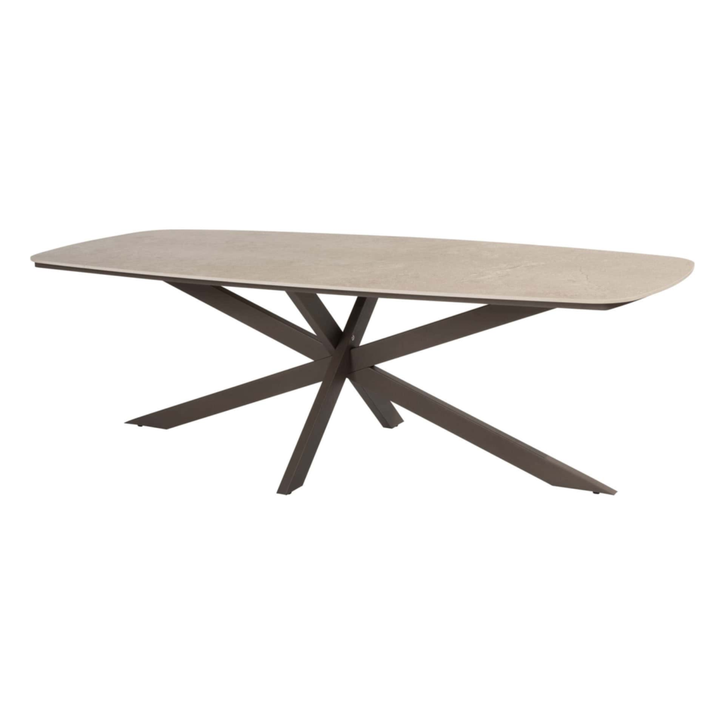 Dining tafel Prado barrel 240 x 105 cm terre + Dining stoel Capalbio 8-dlg