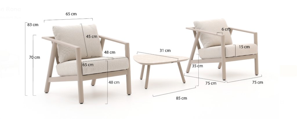 Loungeset Rana Beige 3-delig