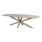 Low dining tafel Nevada barrel 250 x 105 cm latte + Low dining stoel Sardinia 8-dlg