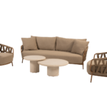 Stoel-bank loungeset Biarritz amber + loungetafel set Hampton mortex 5-dlg