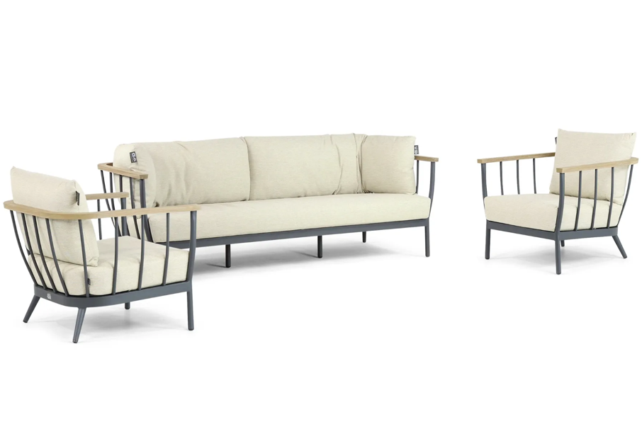 Stoel-bank loungeset Condor black (2-zits) 3-dlg