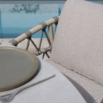 Dining tafel Sara latte Ø120 cm + Dining stoel Piacenza 5-dlg