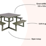 Picknicktafel aluminium Dex 215cm Olijfgroen - open instap