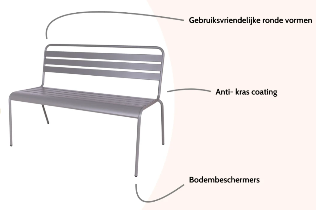 Tuinbank Max metaal 120cm Muisgrijs