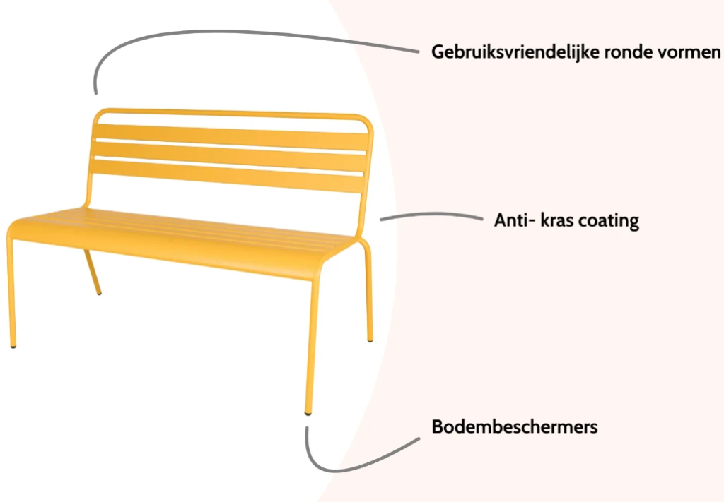 Tuinbank Max metaal 120cm Okergeel