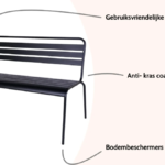 Tuinbank Max metaal 120cm Zwart