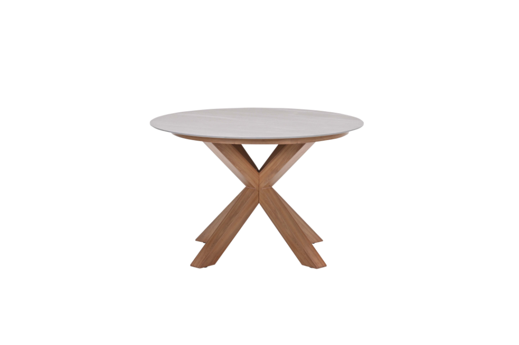 Dining tafel Lowland Napoli sand/teaklook - Ø120 cm