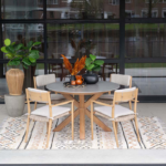 Dining tafel Lowland Napoli sand/teaklook - Ø120 cm