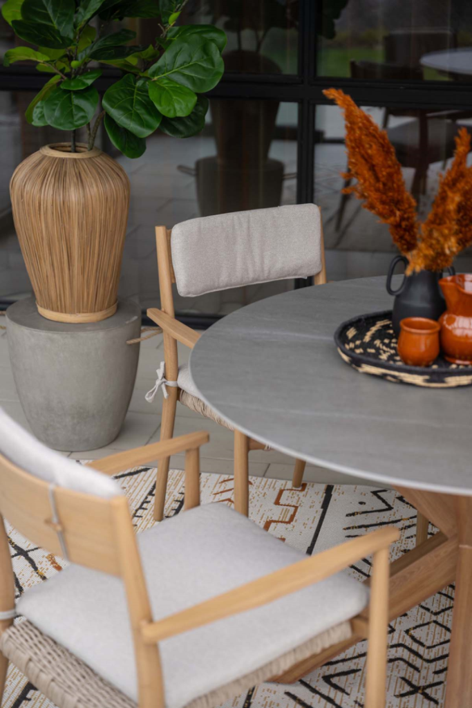 Dining tafel Lowland Napoli sand/teaklook - Ø120 cm