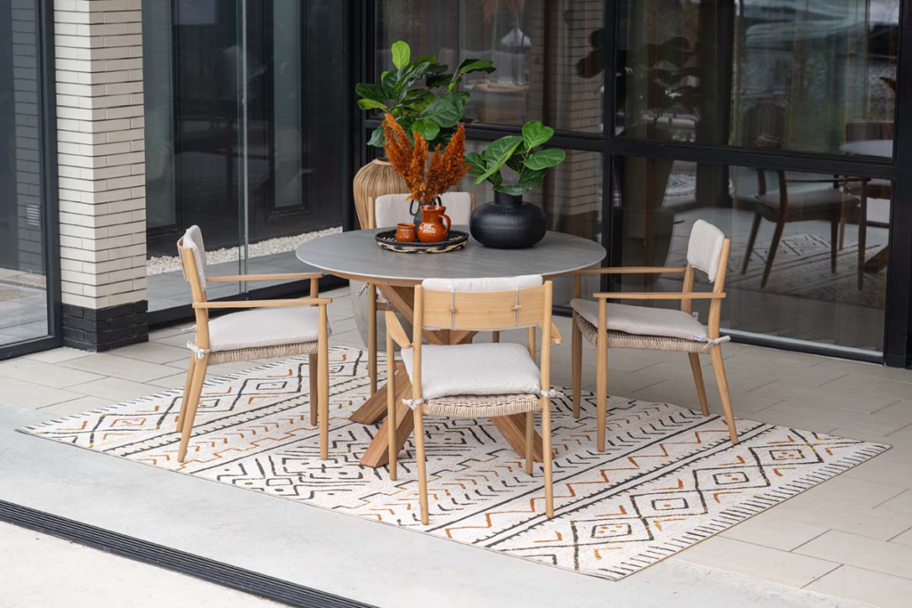 Dining tafel Lowland Napoli sand/teaklook - Ø120 cm