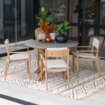 Dining tafel Lowland Napoli sand/teaklook - Ø120 cm